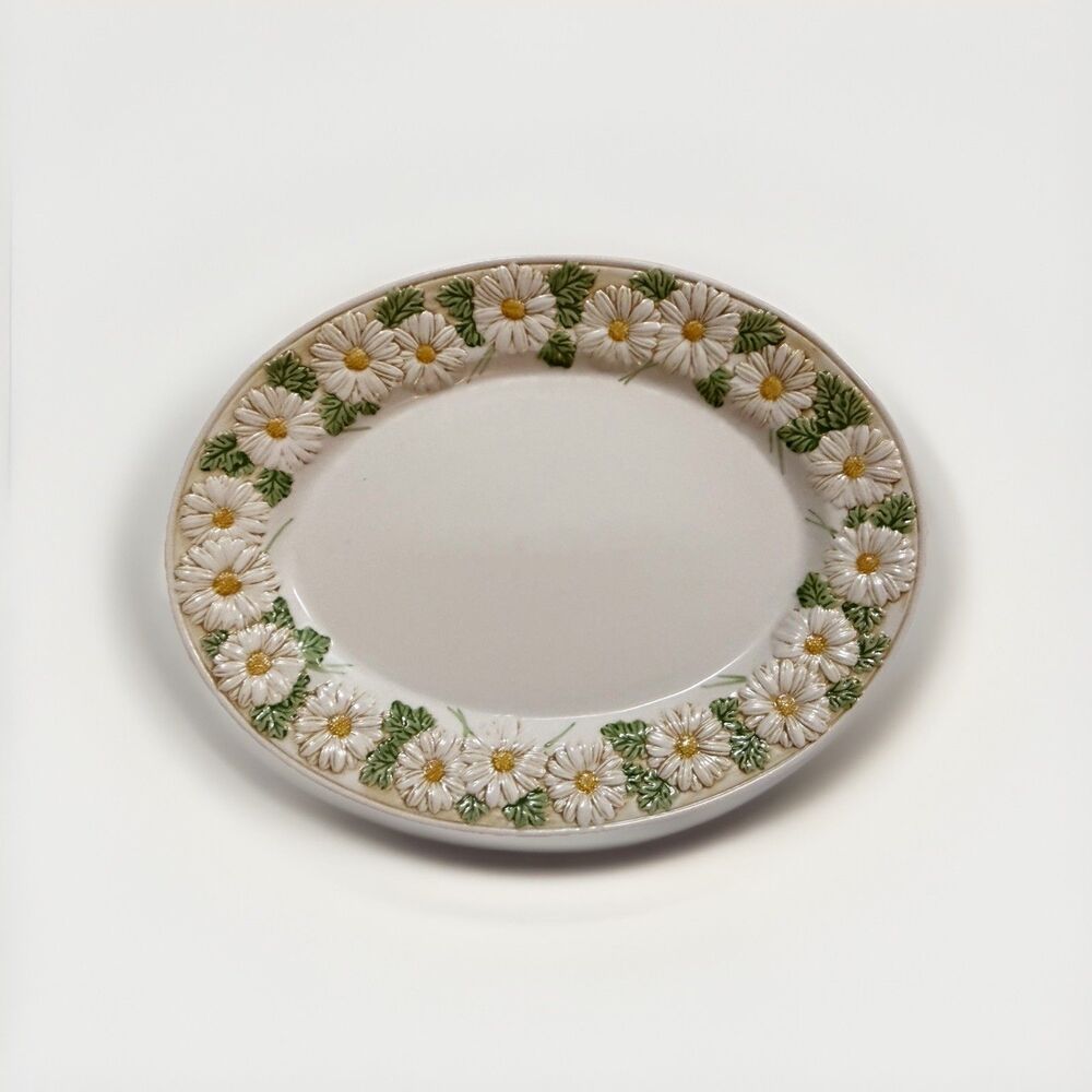 Vintage Poppytrail Metlox Sculptured Daisy Platter - 14 1/4 x 11 inches